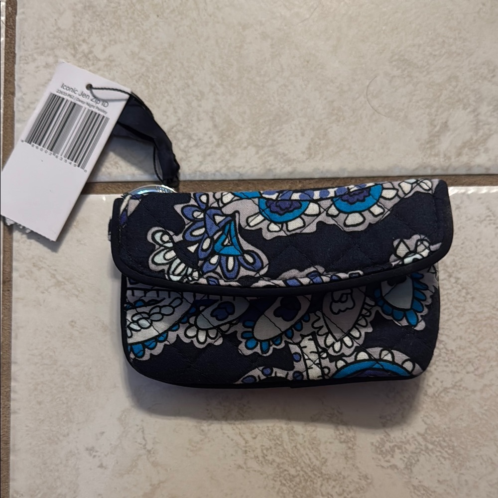 Vera Bradley Blue and Black Paisley Clutch
